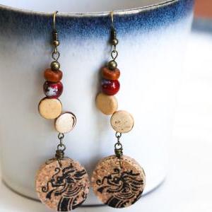 Recycled Cork Earrings, Chinese Dra..