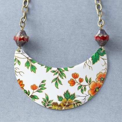 Red & Green Semicircle Necklace,..