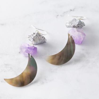 Mother Of Pearl Moon Earrings, Crescent Moon..