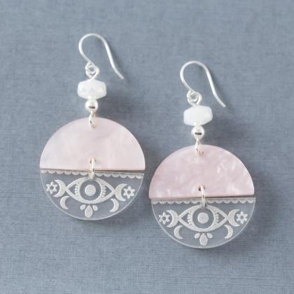 Pink Semicircle Evil Eye And Crescent Moon..