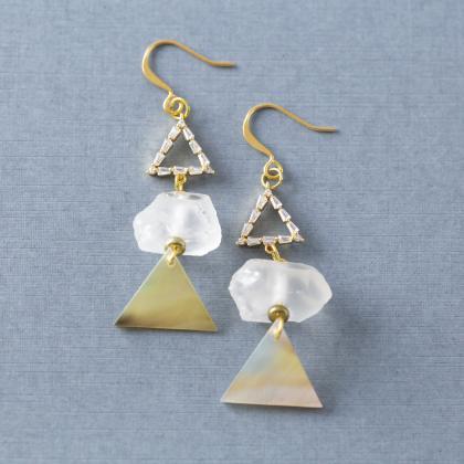 Triangle Earrings, Mother Of Pearl Earrings,..
