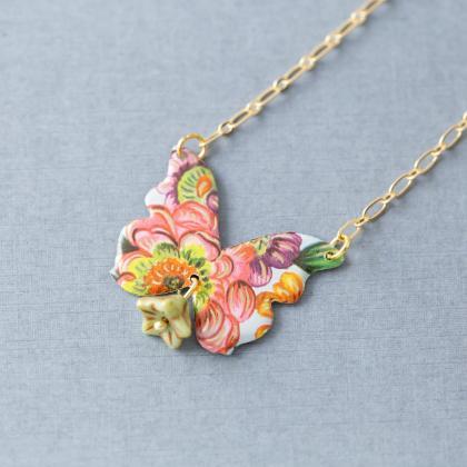 Colorful Boho Butterfly Necklace, Tin Necklace,..