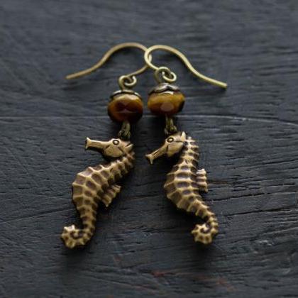Seahorse Earrings, Sea Horse Earrings, Sea Animal..